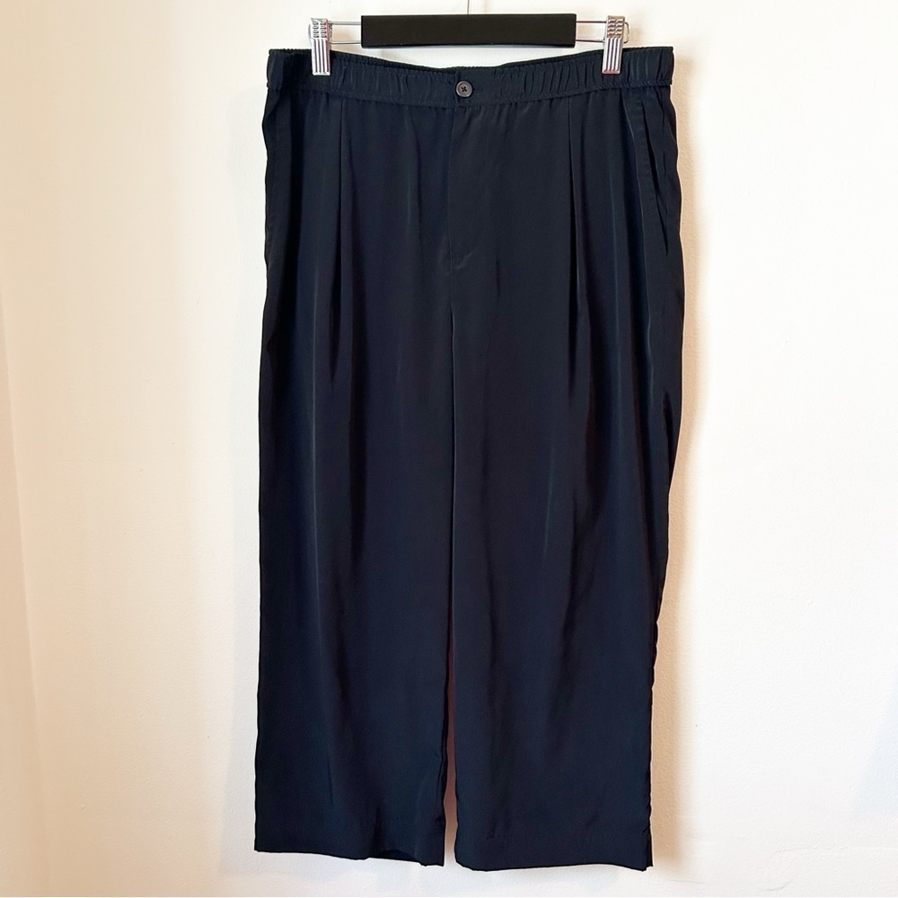 J. Crew Black Drapey Patio Pant Wide Leg Cropped Culotte Silky Feel - Size 4 - Picture 3 of 14